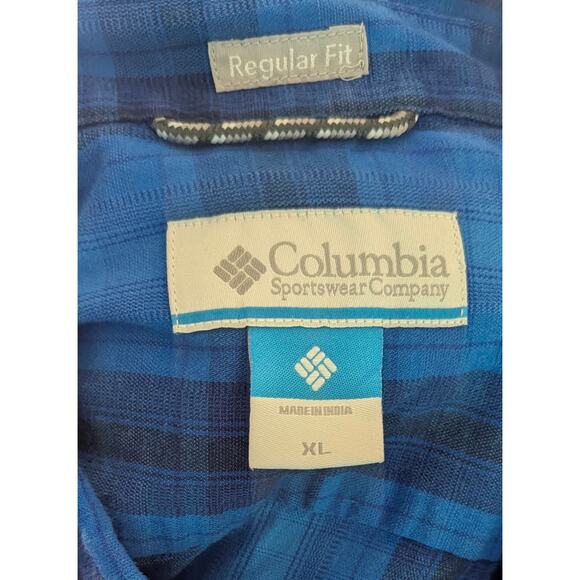 Men's Columbia Blue Plaid Lightweight Button Down Shirt XL - Picture 3 of 3